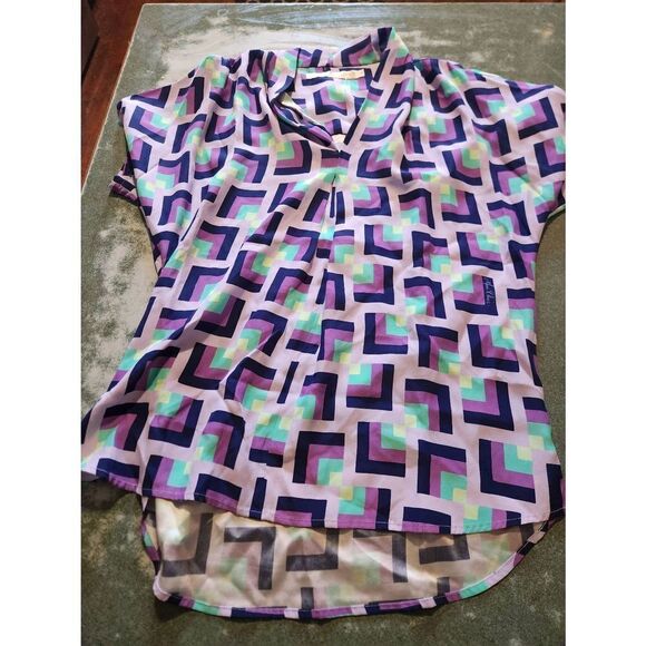 Marie Oliver purple,blue&white silk blouse sz XS - Picture 1 of 4